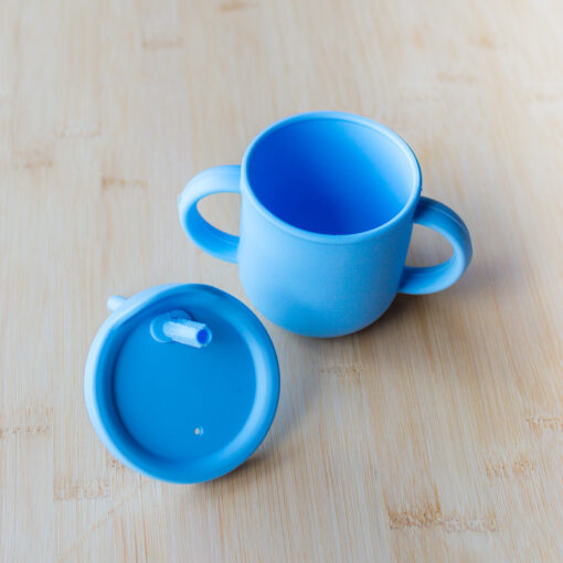 Copo de Silicone com Canudo Infantil Azul